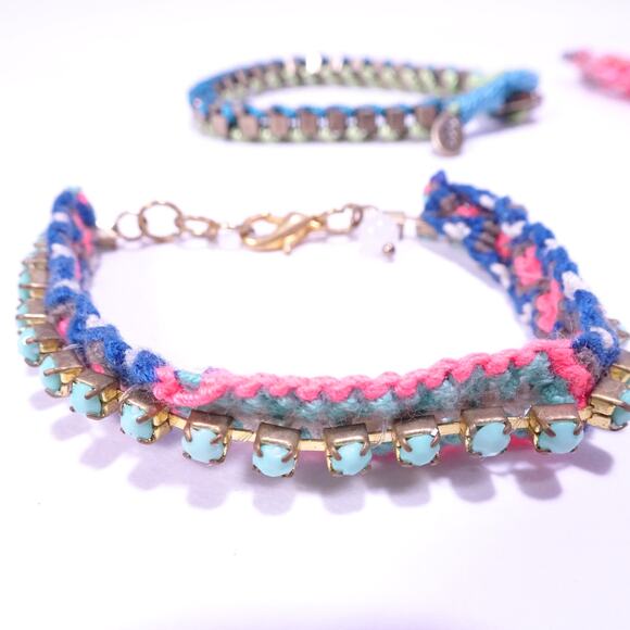 J.Crew AEO Gap Women's Rainbow Braided Crystal Stone Bracelet Set of 4 NWT 125 - Picture 7 of 9